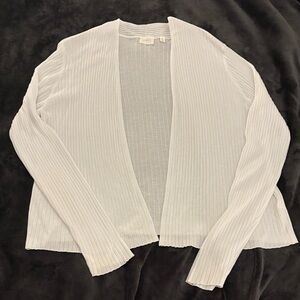 Cyrus White Ribbed Open-Front Cardigan Business Casual SZ L